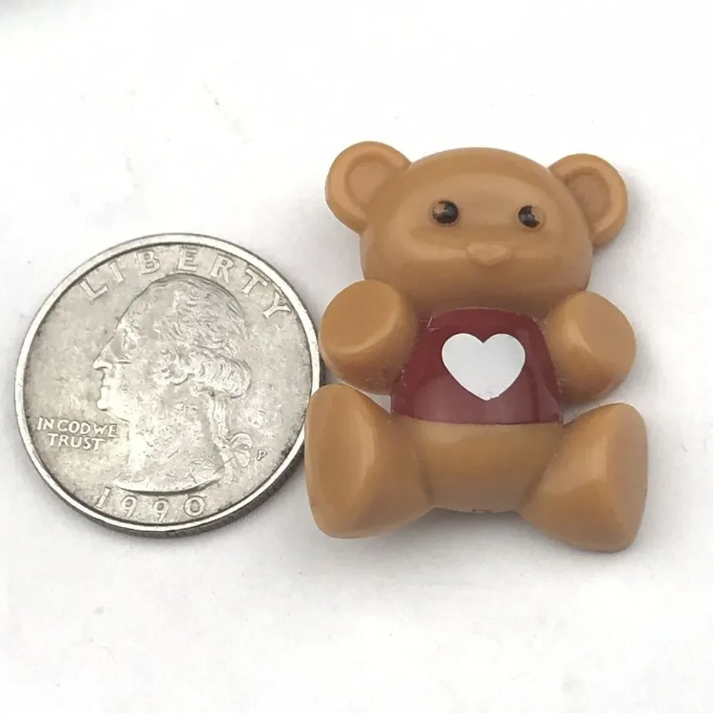 Avon Pin Brooch Vintage Light Brown Red Teddy Bear Heart Collectible Charming